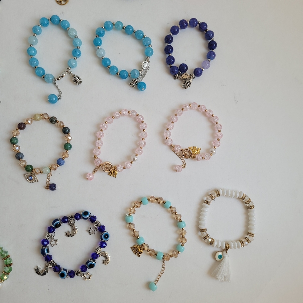 NWOT LOT 17 Bracelets Jewelry, Colorful Gemstones, Crystal, Beaded , Charms - Picture 3 of 7